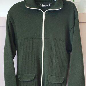 Vintage Binns Limited House of Fraser Green Zip-Up Cardigan